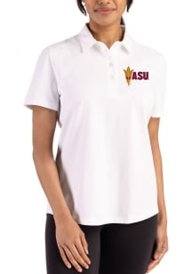 Cutter and Buck Arizona State Sun Devils Womens White Advantage Short Sleeve Polo Shirt