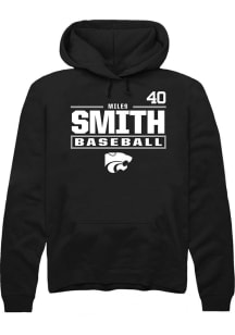 Miles Smith  Rally K-State Wildcats Mens Black NIL Stacked Box Long Sleeve Hoodie