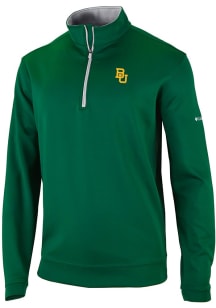 Columbia Baylor Bears Mens Green Heat Seal Omni Wick Wickhams Hills Long Sleeve Qtr Zip Pullover