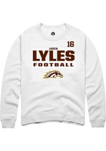 Jaden Lyles Western Michigan Broncos Mens White Football NIL Stacked Box Player Crew