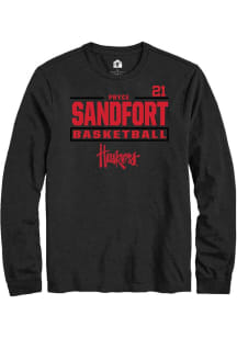 Pryce Sandfort Nebraska Cornhuskers Black NIL Stacked Box Long Sleeve Player T Shirt