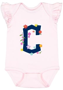 Cleveland Guardians Baby Pink Floral Primary Logo Short Sleeve One Piece