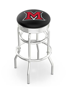 Miami RedHawks Double-Ring Swivel Chrome Pub Stool - Black
