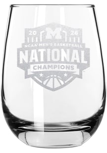 Michigan Wolverines MBB National Champs 2026 15oz Stemless Stemless Wine Glass - White