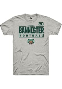 Kendall Bannister Ohio Bobcats Ash Football NIL Stacked Box Short Sleeve Player T Shirt