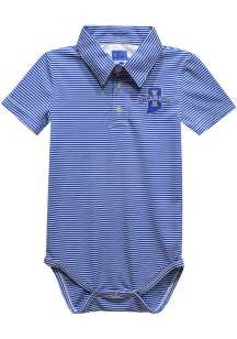 Vive La Fete Indiana State Sycamores Baby Blue Pencil Stripe Short Sleeve One Piece Polo