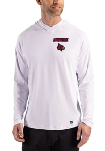 Cutter and Buck Louisville Cardinals Mens White Prospect Eco Long Sleeve Hoodie