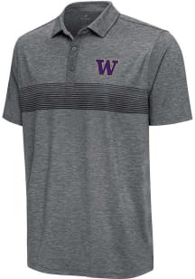 Antigua Washington Huskies Mens Charcoal Dashing Short Sleeve Polo