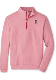 Peter Millar Nebraska Cornhuskers Mens Red Perth Sugar Stripe Long Sleeve Qtr Zip Pullover