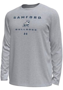 Under Armour Samford University Bulldogs Grey Straight Name Tech Stretch Long Sleeve T-Shirt
