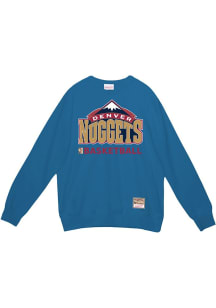 Mitchell and Ness Denver Nuggets Mens Light Blue Vintage Long Sleeve Crew Sweatshirt