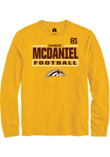 Earnest McDaniel Western Michigan Broncos Gold Football NIL Stacked Box Long Sleeve Player T Shirt