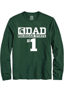 Summit Sportswear Michigan State Spartans Green No 1 Dad Long Sleeve T Shirt