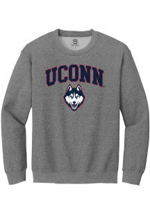 Summit Sportswear UConn Huskies Mens Graphite Arch Logo Long Sleeve Crew Sweatshirt