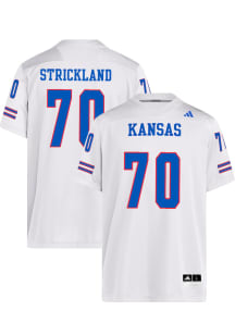 Jason Strickland  Adidas Kansas Jayhawks White NIL Name And Number Football Jersey
