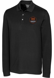 Cutter and Buck Houston Dynamo Mens Black Advantage Long Sleeve Polo Shirt