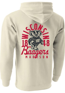 Wisconsin Badgers Mens Oatmeal Mascot Overlay Long Sleeve Hoodie