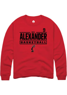 Dee Alexander Cincinnati Bearcats Mens Red NIL Stacked Box Player Crew
