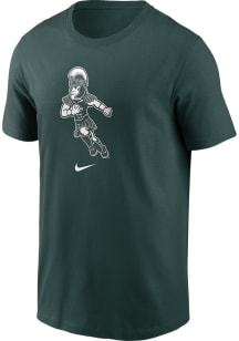 Nike Michigan State Spartans Green Football Sparty Playing Football Short Sleeve T Shirt