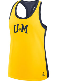 Nike Michigan Wolverines Womens Gold Colorblock Tank Top
