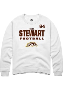 Race Stewart Western Michigan Broncos Mens White Football NIL Stacked Box Player Crew