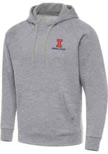 Antigua Illinois Fighting Illini Mens Grey Victory General Studies Long Sleeve Hoodie