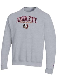 Champion Florida State Seminoles Mens Grey Grandma Script Powerblend Long Sleeve Crew Sweatshirt