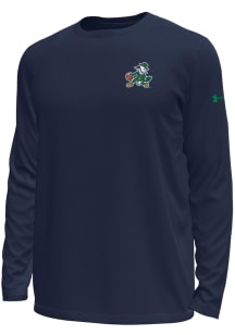 Under Armour Notre Dame Fighting Irish Navy Blue Basketball Leprechaun Chenille Patch Long Sleeve..
