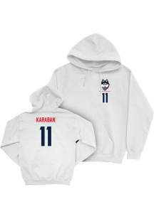 Alex Karaban UConn Huskies Mens White NIL Logo Player Hood
