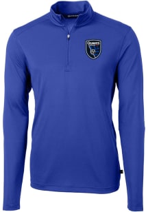 Cutter and Buck San Jose Earthquakes Mens Blue Virtue Eco Pique Big and Tall Qtr Zip