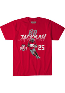 Bo Jackson Ohio State Buckeyes Scarlet Red NIL Name and Number Pose Short Sleeve Fashion Player T..
