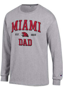 Champion Miami RedHawks Grey Est Date Dad Jersey Long Sleeve T Shirt