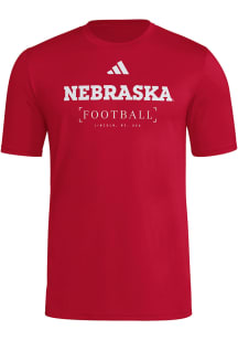Adidas Nebraska Cornhuskers Red Locker Practice Football Short Sleeve T Shirt