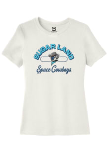 Summit Sportswear Sugar Land Space Cowboys Womens White Vintage Arch Script Short Sleeve T-Shirt