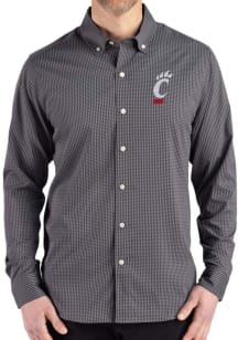Cutter and Buck Cincinnati Bearcats Mens Black Gingham LS Woven Long Sleeve Dress Shirt