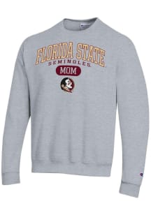 Champion Florida State Seminoles Mens Grey Pill Box Mom Powerblend Long Sleeve Crew Sweatshirt