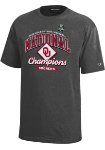 Champion Oklahoma Sooners Youth Charcoal 2026 College World Series Champions Locker Room Short Sle..
