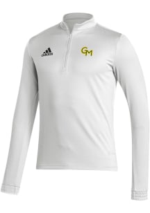 Adidas George Mason University Mens White Primary Logo Long Sleeve Qtr Zip Pullover