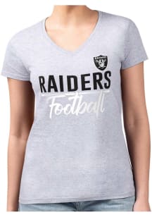 4Her Las Vegas Raiders Womens Grey Football Girls Short Sleeve T-Shirt