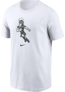 Nike Michigan State Spartans White Football Sparty Playing Football Short Sleeve T Shirt