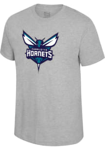 Charlotte Hornets Grey Primary Logo Short Sleeve T Shirt