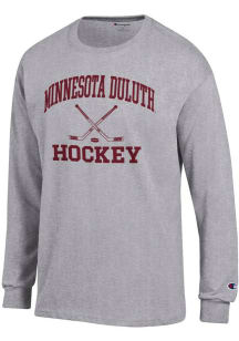 Champion UMD Bulldogs Grey Hockey Jersey Long Sleeve T Shirt