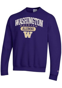 Champion Washington Huskies Mens Purple Pill Alumni Powerblend Long Sleeve Crew Sweatshirt
