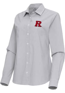 Antigua Rutgers Scarlet Knights Womens Porter Long Sleeve Ash Dress Shirt