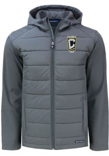Mens Columbus Crew Cutter and Buck Mens Evoke Hood Heavyweight Jacket - Graphite
