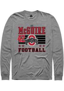 Joe McGuire Ohio State Buckeyes Grey Football NIL Striped Long Sleeve Player T Shirt