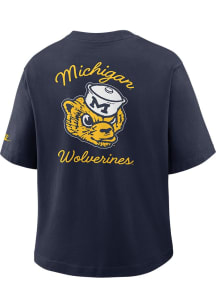 Nike Michigan Wolverines Womens Navy Blue Boxy Pocket Short Sleeve T-Shirt