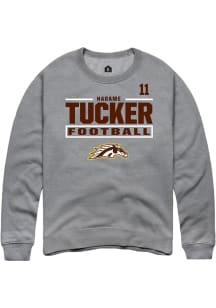 Nadame Tucker Western Michigan Broncos Mens Grey Football NIL Stacked Box Player Crew