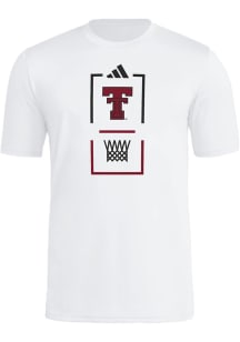 Adidas Texas Tech Red Raiders White Locker On Court Basketball Short Sleeve T Shirt