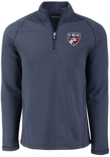 Cutter and Buck FC Dallas Mens Navy Blue Pehastin Long Sleeve Qtr Zip Pullover